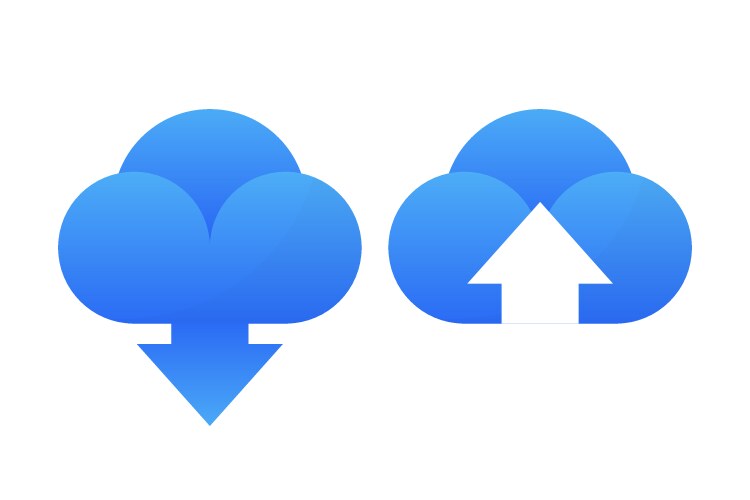 Cloud file downloads web loading and unloading vektorbild
