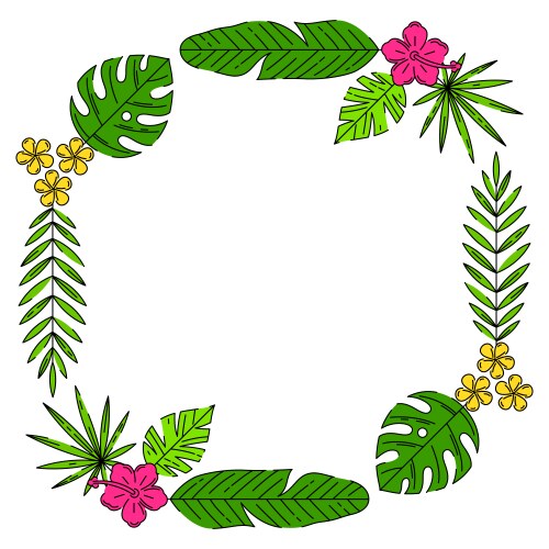 Frame with stylized palm leaves decorative image Vector Image