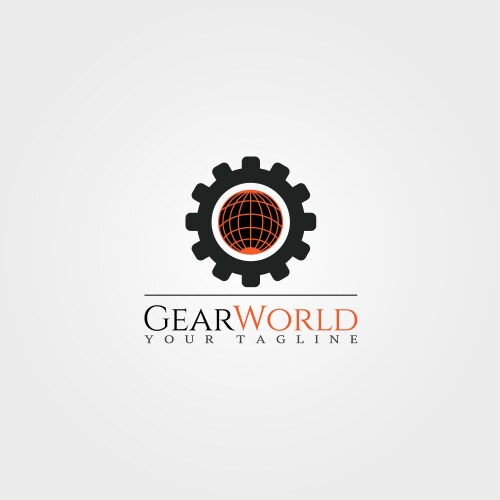 Gear world logo template technology design vector image