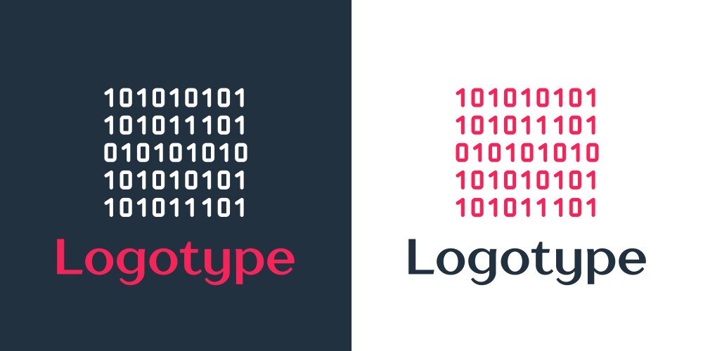 Logotype line binary code icon isolated on white vector image