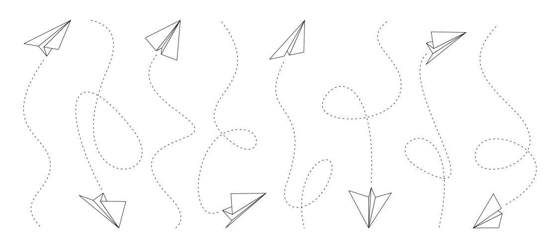 Paper Airplane Doodle Flight Plan Vector Image
