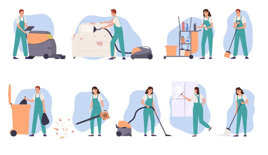 Cleaning service set Royalty Free Vector Image