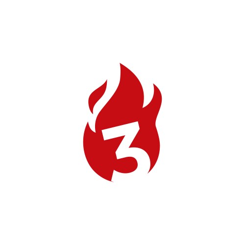 Three Flame Number Logo Vector Image