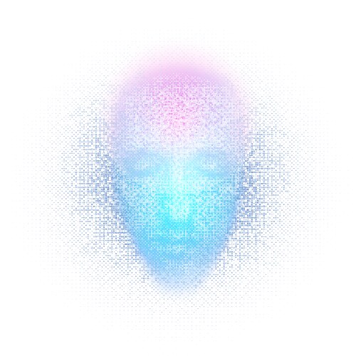3d rendering of robot face with numbers on white vector image