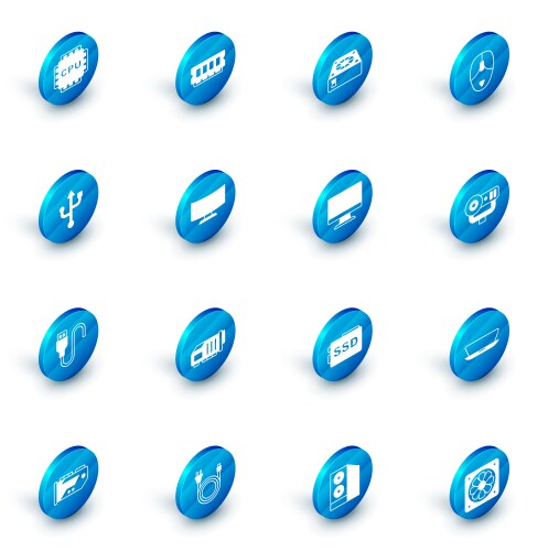 Set ram random access memory computer cooler vector image