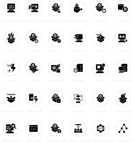 set simple icons software testing vector image