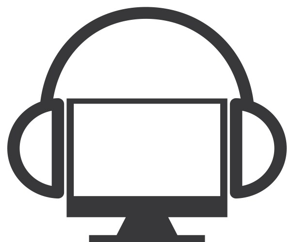 Monitor computer with button audio menu vector image