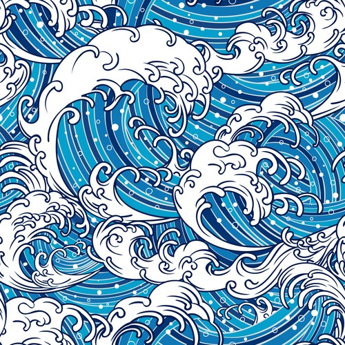 Japan sea wave Vector Images & Graphics for Commercial Use