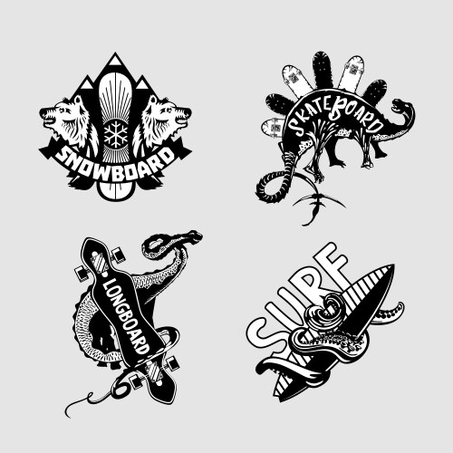 Vintage Extreme Sports Emblem Set Vector Image