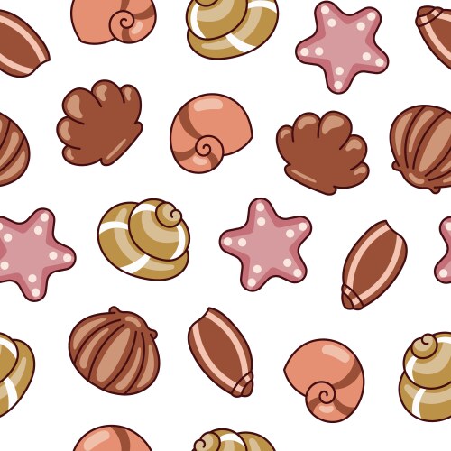 Marine seashell seamless pattern Royalty Free Vector Image