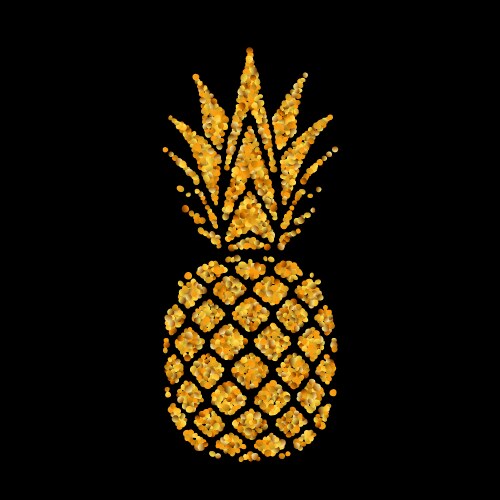 Golden Pineapple with Leaf Vector Image