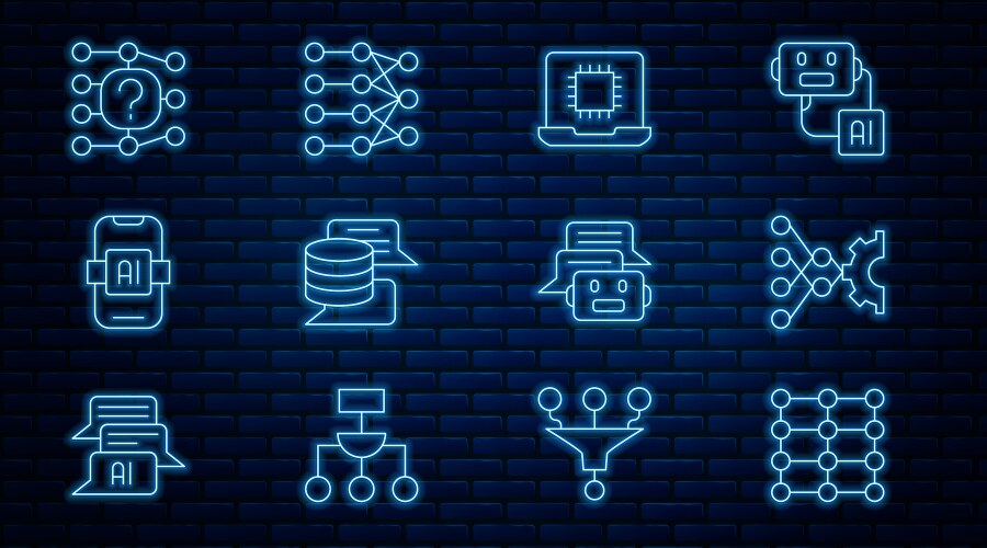 Set line neural network processor cpu server vector image