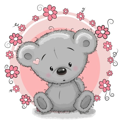 Cute cartoon teddy bear with a flower Royalty Free Vector