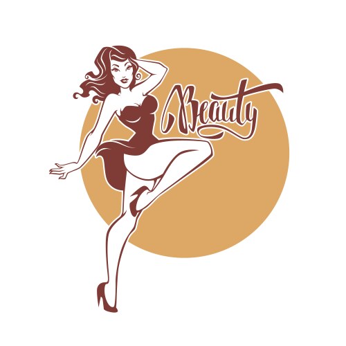 Sexy and beauty retro pinup girl lettering vector image