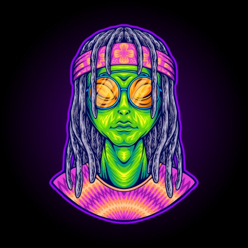 Dreadlock alien hippie wearing circle tie dye Vector Image