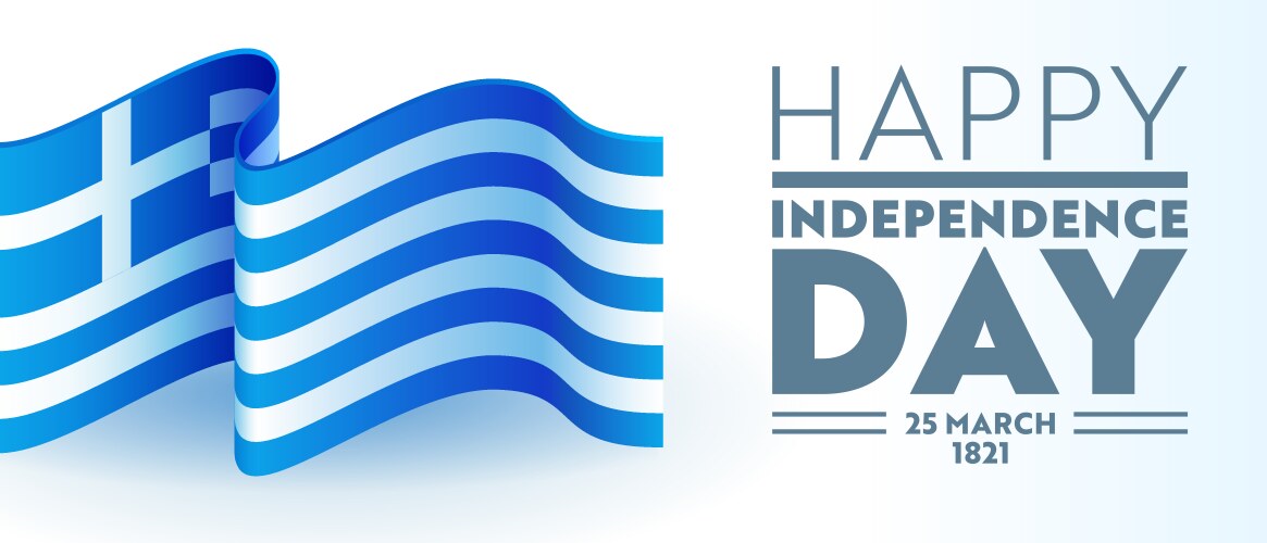 Greece Independence Day Flag Card Vector Image