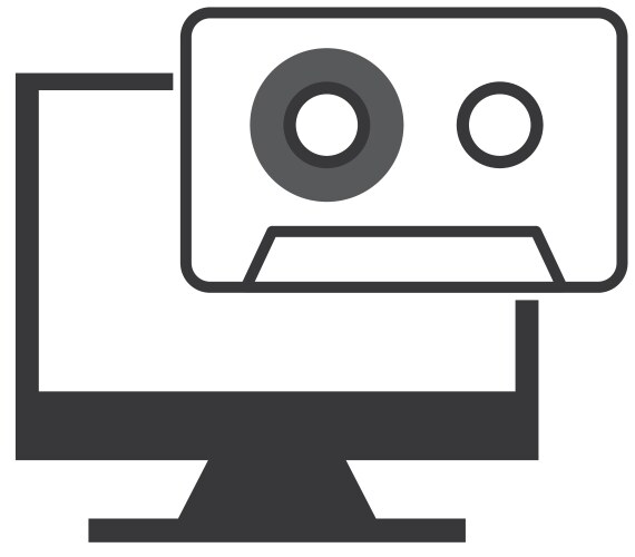 Monitor computer with button audio menu vector image