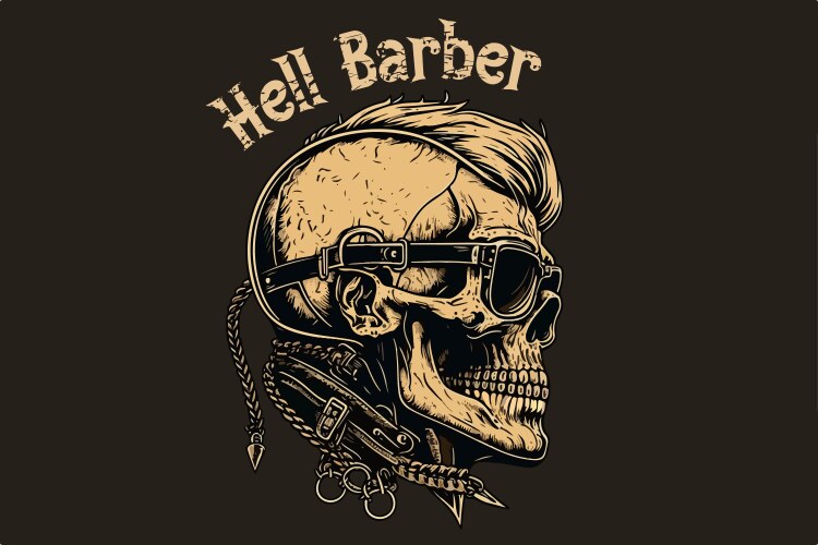 Skull hell barber Vector Image