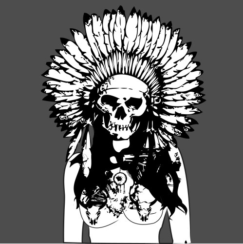 Dark Native American Girl Portrait Vector Image