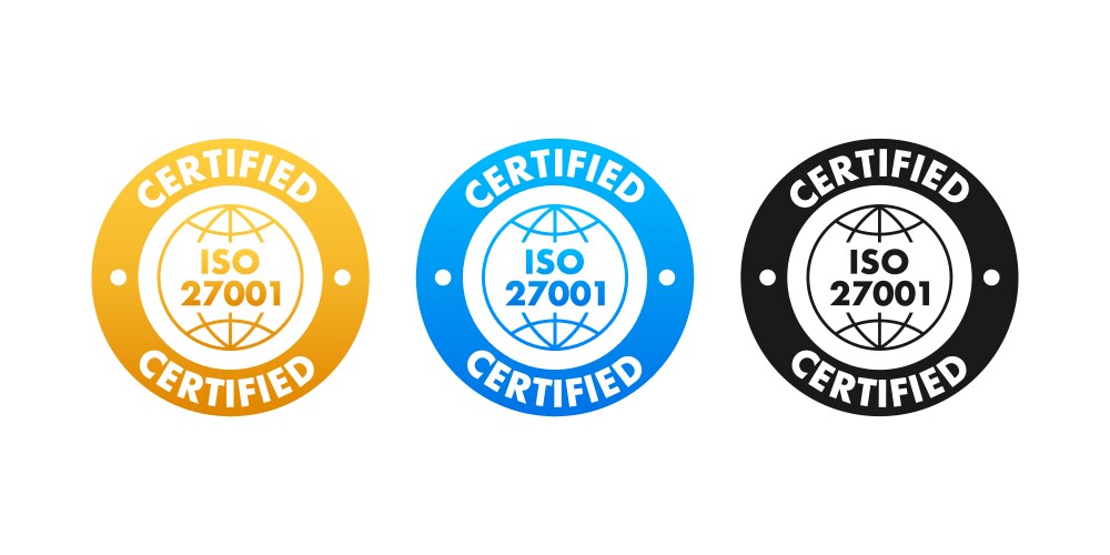 Iso 27001 certified badge icon certification vector image