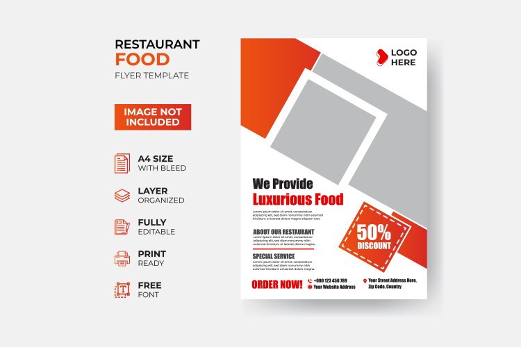 Modern restaurant fast food flyer poster template Vector Image