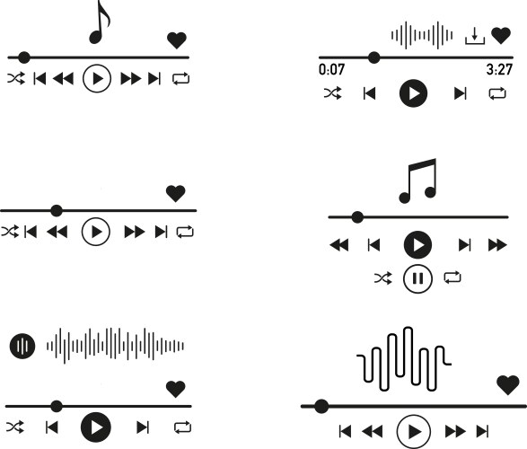 Music player interface design simple ui ux vector image
