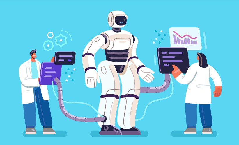 Scientists create robot machine learning vektorbild