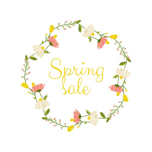 Spring sale frame with floral border vector image