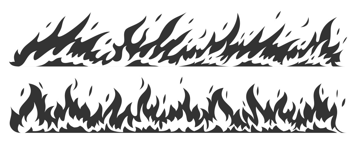 Fire bonfire border flames black silhouette set Vector Image