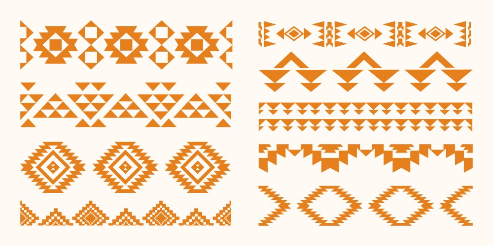 Aztec navajo borders set southwestern art symbols vector image