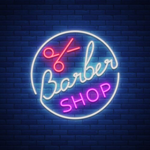 Logo a neon sign for hairdresser and barbershop Vector Image