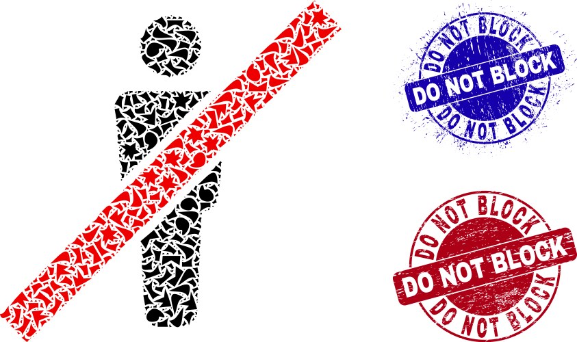 Remove man mosaic of fractions with do not block vector image