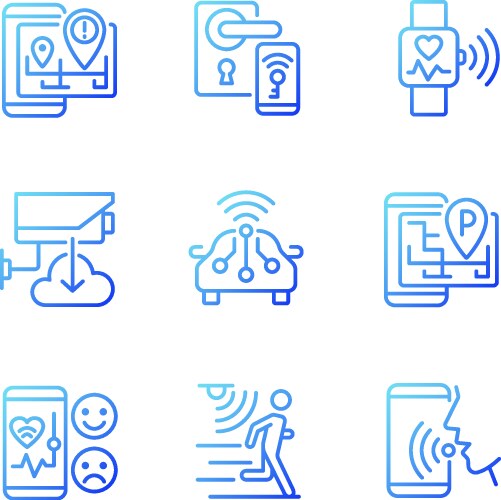 Internet of things gradient linear icons set vector image