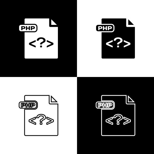 Set php file document download button icon vector image