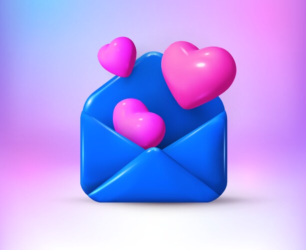 3d love romantic letter valentine day pink vector image