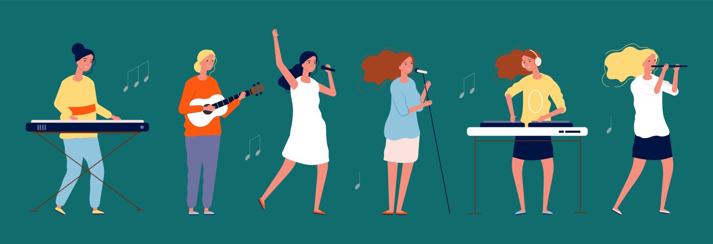 girls band female musicians and singers vector image vector image