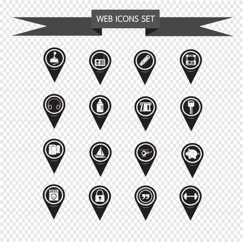 Set of map pointer icons for website vektorbild