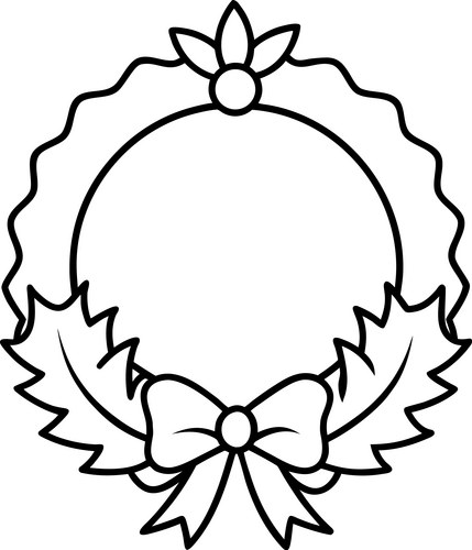 Christmas wreath line art design Vector Image