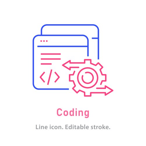 Coding line icon on white background editable vector image