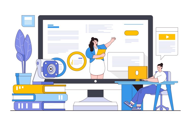Trajectory education concept with characters Vector Image
