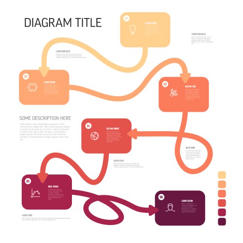 Red colorful flowchart with gradient path vector image