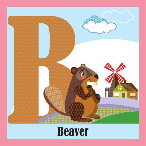 Animal Alphabet - Beaver (Letter B) Vector Image