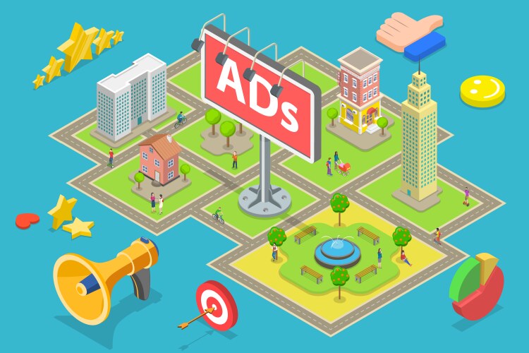 Digital marketing concept 3d isometric Royalty Free Vector