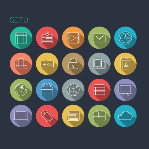 Flat round icon set 1-sport Royalty Free Vector Image