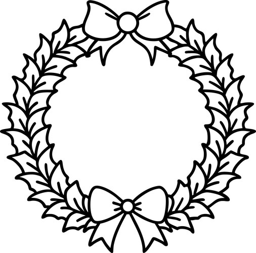 Christmas wreath line art design Vector Image