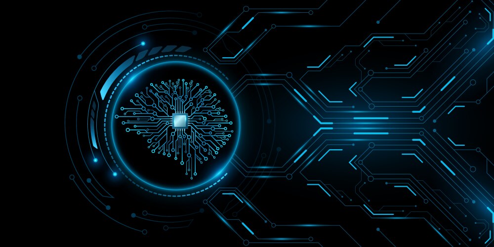 Futuristic Ai Brain With Cpu Board Royalty Free Vector Image