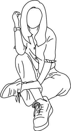 Woman sitting on ground sketch Vector Image