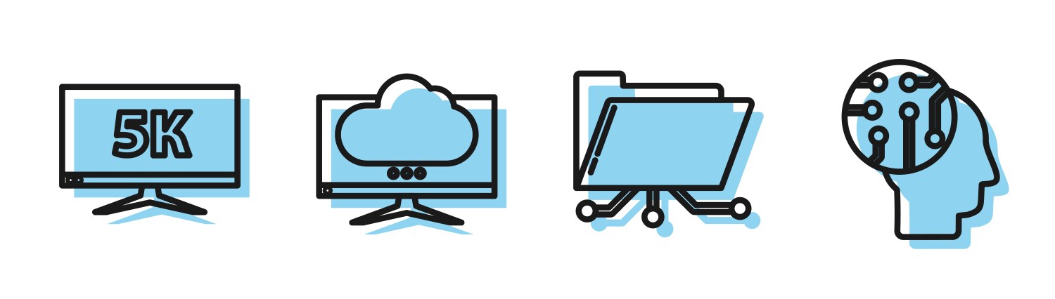 Set line folder and lock monitor display with 5k vector image
