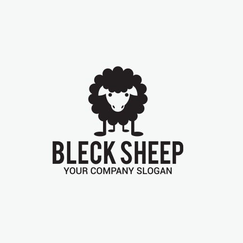 Black sheep flat style logo Royalty Free Vector Image