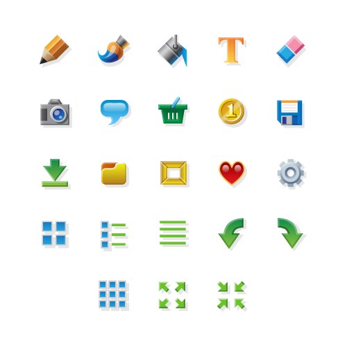Colorful web app graphic editor tools icons vector image